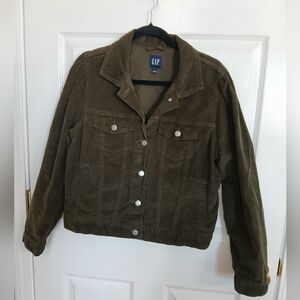 GAP Women's Olive Corduroy Jacket Cotton Casual Gorpcore Boho Preppy Spring L